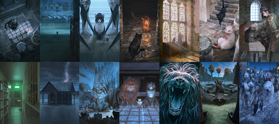 Montage of the portrait images by MonoKubo for Thunderpaws and the Tower of London